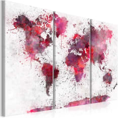 Artgeist World Map: Red Watercolors  taulusetti