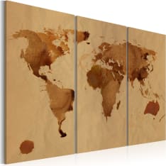 Artgeist Maailman Maalattu Kahvi - Triptyykki taulusetti