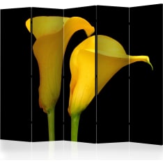 Artgeist Two Yellow Calla Flowers On A Black Background 5-osainen sermi