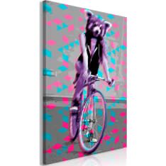 Canvas Print - Raccoon On The Bike (1 Part) Vertical
