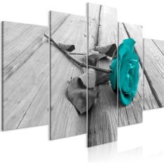 Artgeist Rose On Wood  Wide Turquoise taulusetti