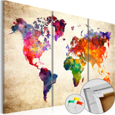 Artgeist Corkboard Map In Watercolor korkkitaulusetti
