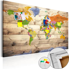 Artgeist Map On Wood: Colourful Travels [Cork Map] korkkitaulu