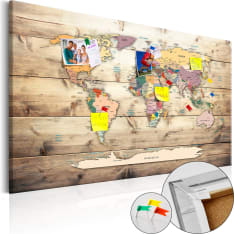 Artgeist World Map: Wooden Oceans korkkitaulu