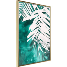 Artgeist White Palm On Teal Background juliste