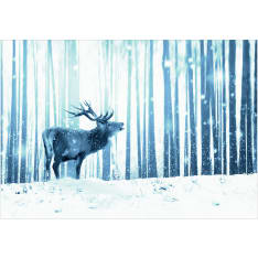 Artgeist Deer in the Snow (Blue) itseliimautuva fototapetti