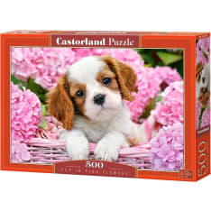 Castorland Pup in Pink Flowers 500p jigsaw puzzle