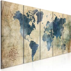 Artgeist Retro Map (5 Parts) Narrow taulusetti