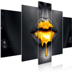 Artgeist Gold Lips (5 Parts) Wide taulusetti