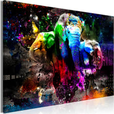 Canvas Print - Colorful Elephants (1 Part) Wide