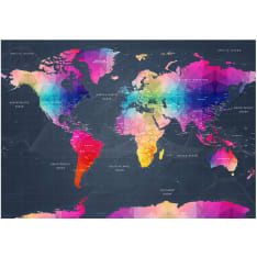 Artgeist World Map: Colourful Crystals fototapetti