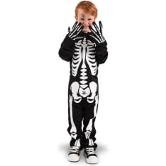 Skeleton costume, 116–128 cm, includes costume and gloves