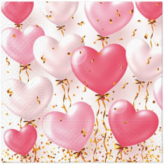 Napkins with heart balloons, 33 x 33 cm, 20 pcs