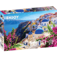 ENJOY Santorini View with Flowers, Greece 1000p palapeli