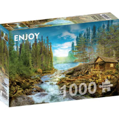 ENJOY A Log Cabin by the Rapids 1000p palapeli
