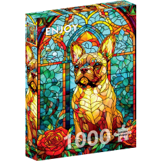 ENJOY French Bulldog Stained Glass 1000p palapeli