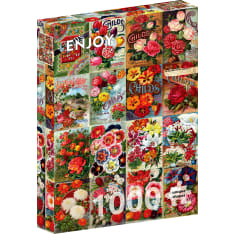 ENJOY Vintage Flower Seed Catalog Collage 1000p palapeli