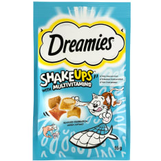 Dreamies 55g ShakeUps Seafood Multivitamiini tonnikala, lohi, katkarapu kissan herkku