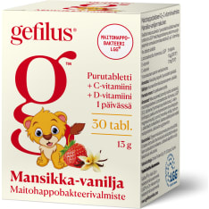 Gefilus C + D 30 kpl mansikka purutabletti