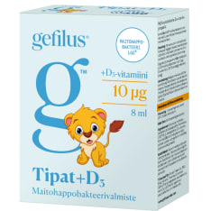 Gefilus Maitohappobakteeri + D3 8 ml ravintolisä