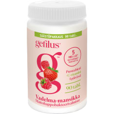 Gefilus vadelma maitohappobakteeri-C-vitamiinivalmiste purutabletti 90tabl ravintolisä
