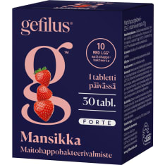 Gefilus Forte mansikka maitohappobakteeri-D3-C-vitamiinivalmiste purutabletti 30tabl ravintolisä