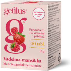 Gefilus Vadelma-Mansikka 30 tabl. maitohappobakteeri