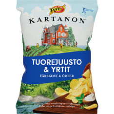 Taffel Kartanon tuorejuusto & yrtit 180 g maustettu sipsi