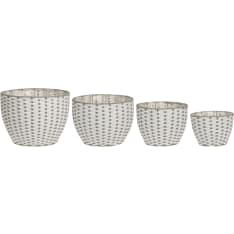 4Living Planter basket Ivory white round 19x19x14 cm