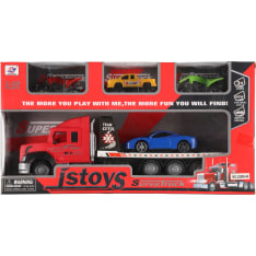 Jstoys Autonkuljetusrekka 36 cm ja 4 kulkuneuvoa