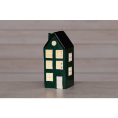 Finnlumor Århus 21 cm vihreä/musta talolyhty LED-valoilla