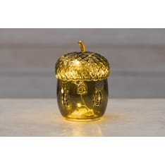Finnlumor 16 cm vihreä lasi tammenterho LED-valoilla