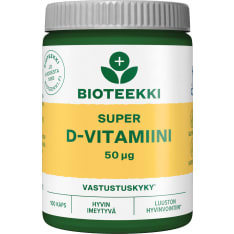 Bioteekki Super D-vitamiini 50 µg 100 kaps. ravintolisä