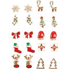 Ibero Christmas stud earring set 10 pairs