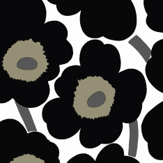 Marimekko Unikko mustavalkoinen 20 kpl lautasliina
