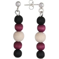 The hand-dyed Helinä earrings consist of wooden beads of different sizes. Length 4 cm, Ø 0.8 cm. Handmade in Finland
</li>...