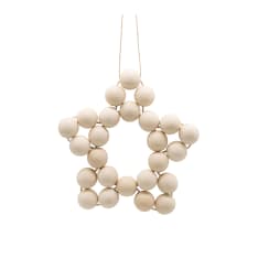 The Star decoration is an airy piece made of wooden beads and cotton string, shaped like a star. Handmade in Finland. 
</li><...