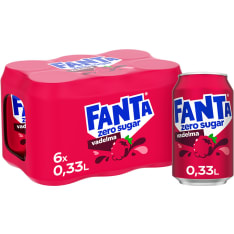 Fanta Rasberry Zero soft drink can 0,33 L 6-pack