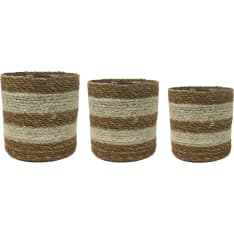 Valley beige striped plastic basket