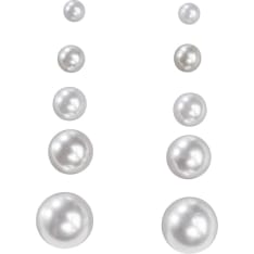 Cailap Earring set, white pearls 5 pairs