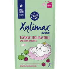 Fazer Xylimax Moomin raspberry and apple full xylitol pastilles 85 g