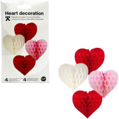 Paper honeycomb hearts, 4 pcs