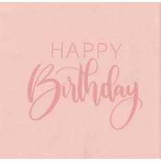 Happy Birthday suuri lautasliina vaaleanpunainen 33 x 33 cm 20 kpl/pkt