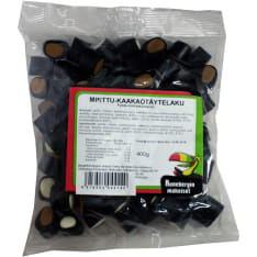 Runeberg 400 g mint chocolate filled licorice candy bag