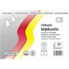 Luontevat 50 pcs C5 white self adhesive strip envelope