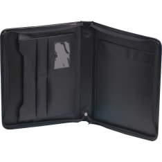 Portfolio for A4 notepad, zippered, black synthetic leather.