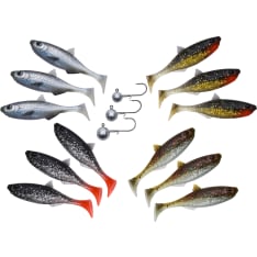 Patriot Baitfish 8cm 12 soft baits + 3 jigheads assortment