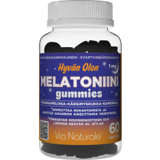 Via Naturale Hyvän Olon Melatoniini Gummies Mustaherukka 60 kpl ravintolisä