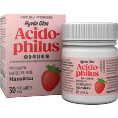 Via Naturale Hyvän Olon Acidophilus + Vitamin D3 Strawberry 30 tablets – dietary supplement