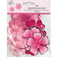 3D die cut Flowers pink 24pcs